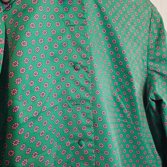 Vintage Floral Sheath Dress Women Meduim Green 70s Preppy Cottage Retro Mod - Picture 5 of 12